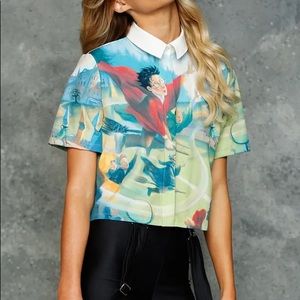 Blackmilk Clothing Harry Potter Button Up Crop Shirt